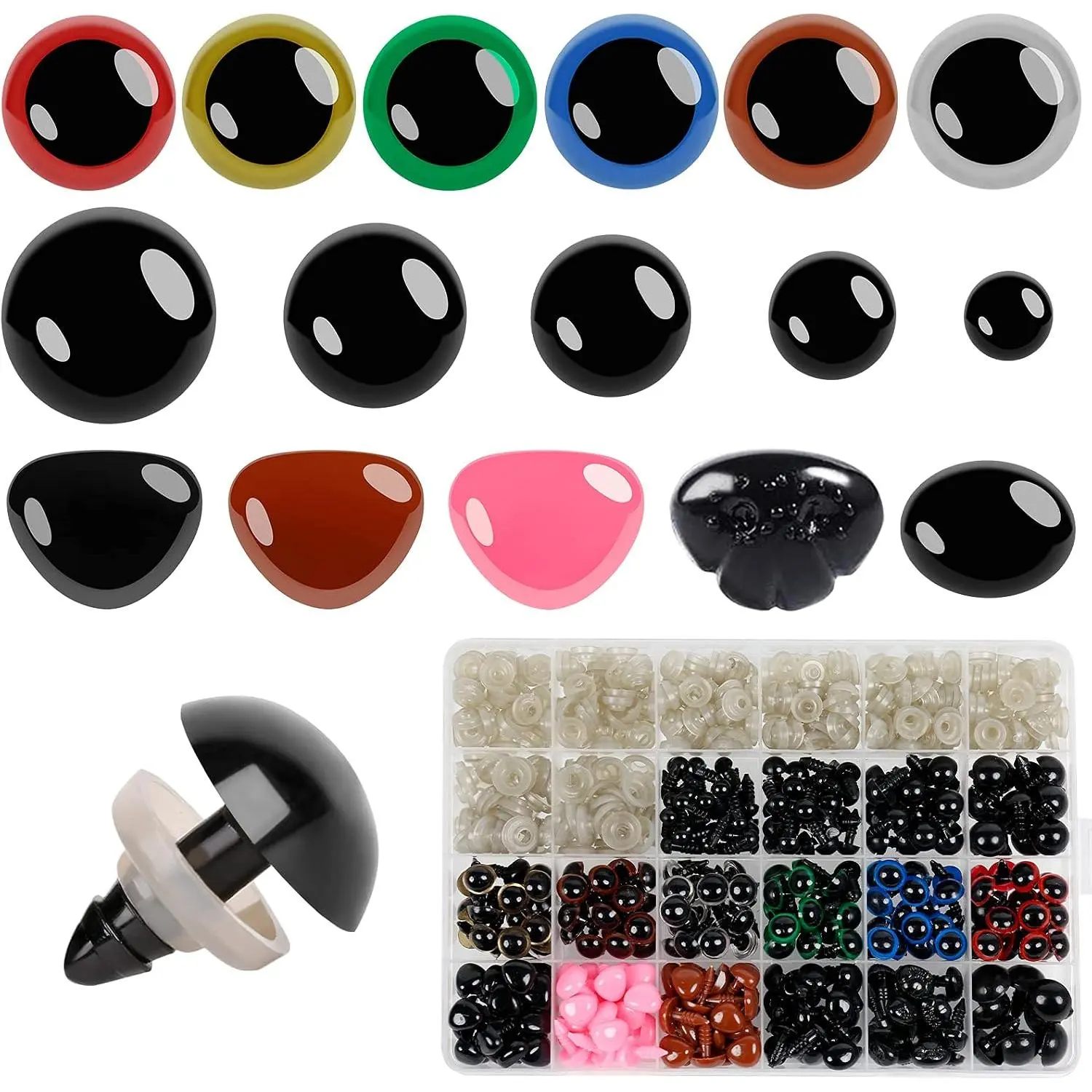 600 count 6~14mm Safety Eyes and Noses for Amigurumi, Crochet Doll