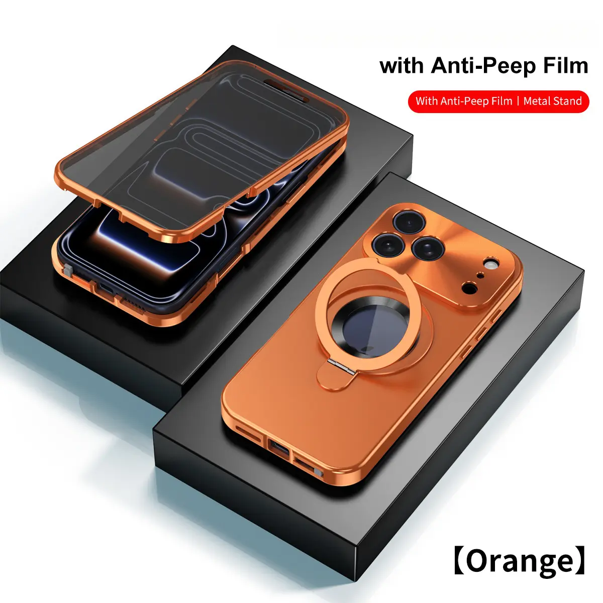 Compatible with IP17/16/15/14/13ProMax, magnetic stand phone case with anti-drop feature, IP16 privacy glass protective cover