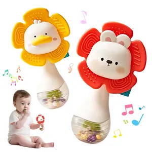 2 PCS Baby Rattles Teething Toys 3-6 Month, Baby Toys  0-6 Months Infant Toy Sensory Toys with Beads Grasping Shaker, Newborn Must Haves Montessori Toys Babies Gifts New model