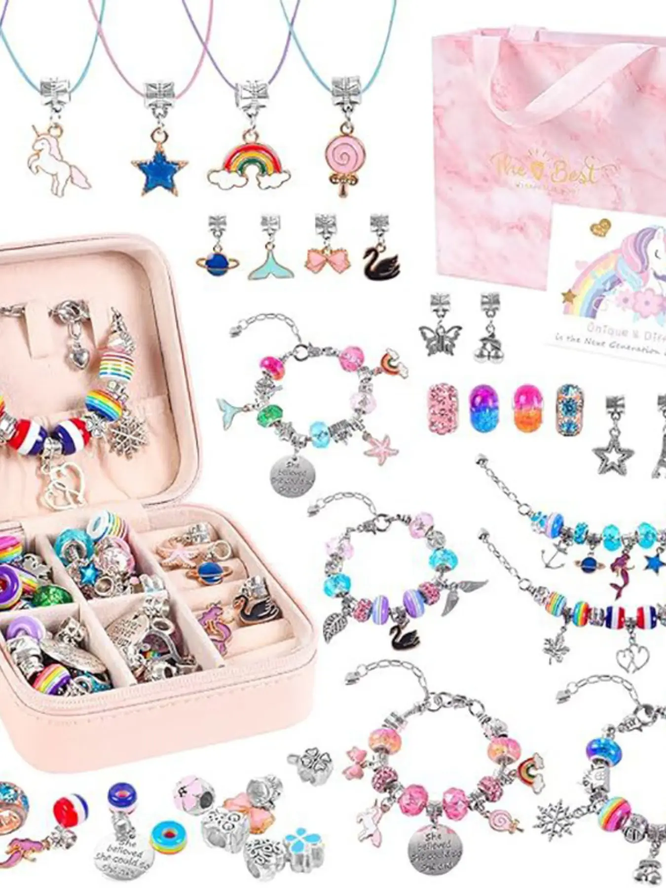75-Piece Rainbow Unicorn Mermaid Jewelry Box Set, Includes Drawer, Perfect for Girls, Bestseller on Etsy