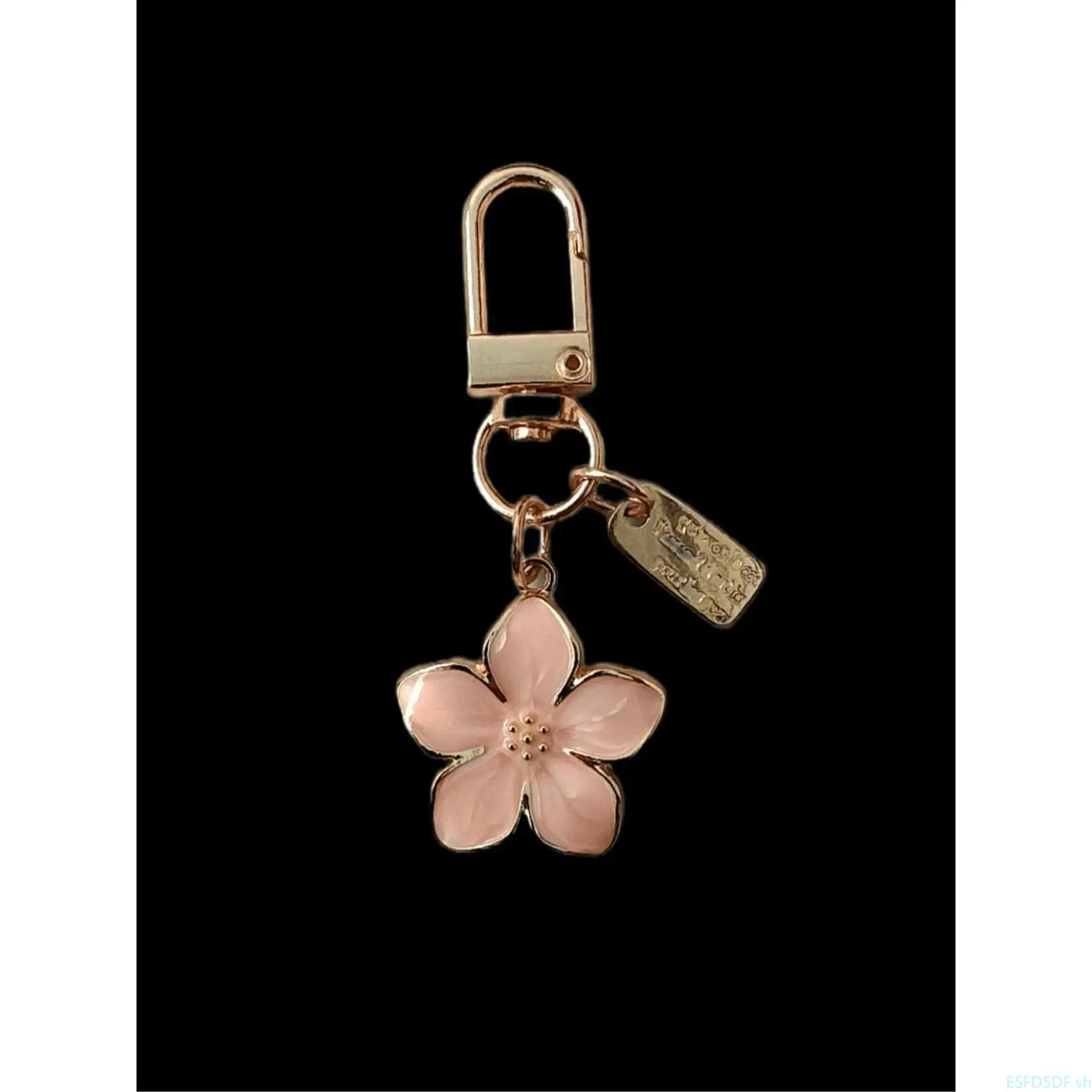 Blush Pink Sakura Cherry Blossom Flower-Shaped Alloy Pendant Keychain, Elegant Unisex 1-Size Bag Charm, Everyday Use Birthday Gift-Ready Luggage & Bag Accessory, One Size
