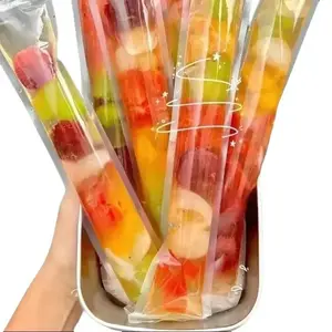 100 PCS Food-Grade Disposable Ice Popsicle Bag Kit, Long Strip Freezer Pouches for Homemade Ice Cream, Fruit Jelly