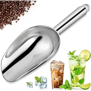 Premium 6oz Ice Scoop for Freezer, Stainless Steel Small Ice Scooper for Ice Bucket, Multipurpose Metal Ice Scoop for Ice Machine, Kitchen Gadgets Cookie Flour Pet Dog Food Scoop