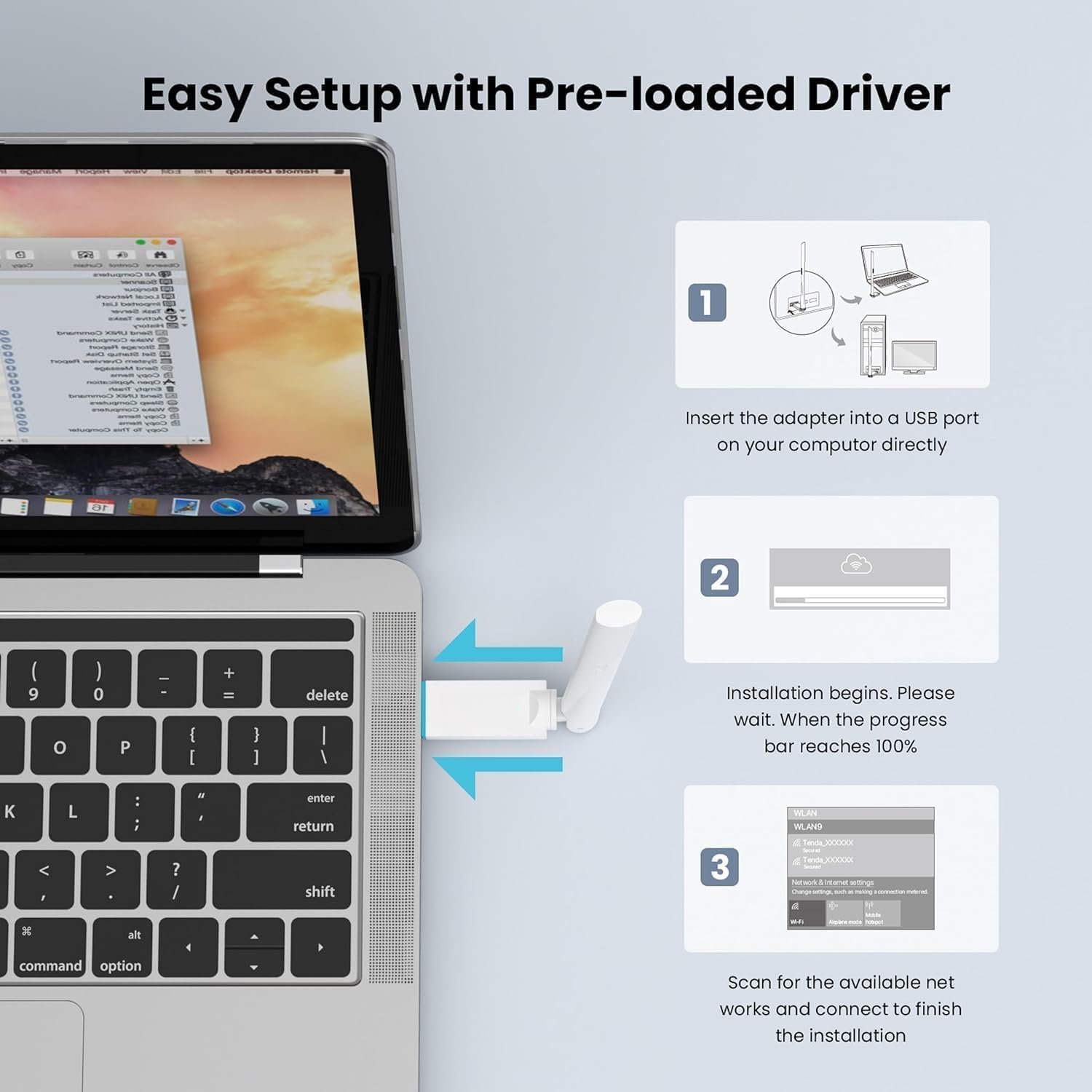 AX300 WiFi Adapter 2.4GHz WiFi 6-Single-Band- 286Mbps, 6dBi High  Antenna,  WiFi Adapter for Windows 11/10/7 USB WiFi Dongle (U2)