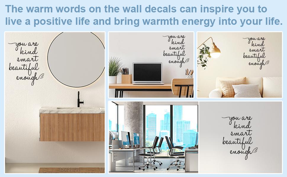 SITAKEYFMHK Create a cozy, confident vibe with pink affirmation decals!Cute "You Are Kind Smart Beautiful Enough" stickers add warmth to bathroom mirrors, daughter’s bedroom, and vanity areas daily🌸