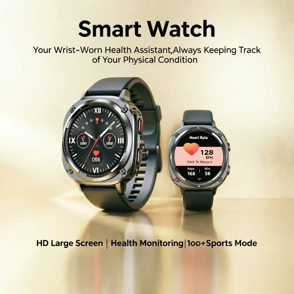 Men's Smart Watch with Multiple Sports Modes, HD Square Round Dial, Bluetooth-compatible Call, 430mah Battery, Waterproof Outdoor Watch