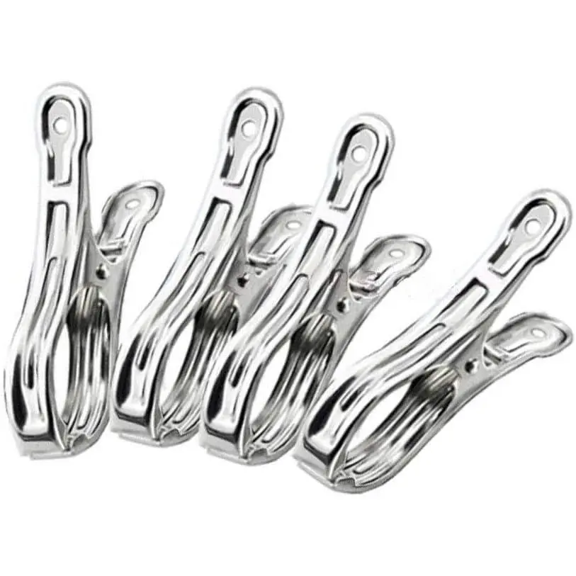 10 Pack 3.5 Inch Heavy Duty Stainless Steel Clips, Large Alligator Clips, Jumbo Binder Clips, Multipurpose Clothes Pins for Laundry, Beach Towel, Pool Cover, Curtains & Outdoor Use