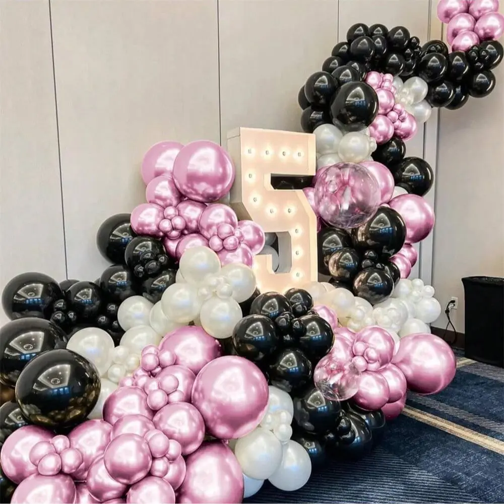 Metallic Balloon Arch Set, and Bubble Balloon Wreath, Sizes 18, 12, 10, 5 Inches, Party Balloons Decorations for Birthday, Wedding, Anniversary