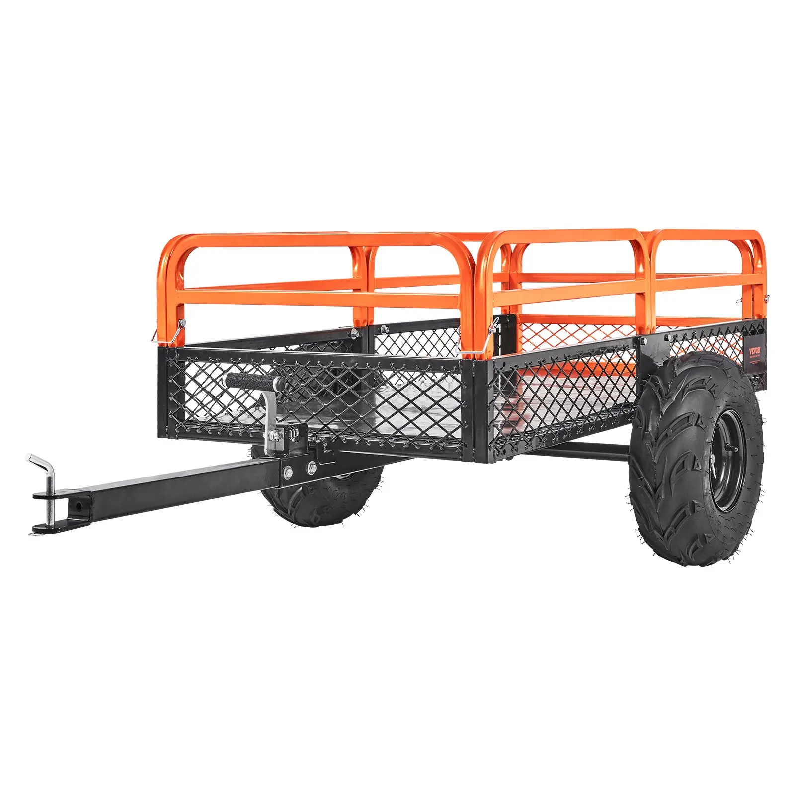 VEVOR Heavy Duty Steel Frame Utility ATV Dump Trailer, 1500-Lb Load Capacity, 15 Cu Ft, Tow-Behind Dump Cart Garden Trailer, with Removable Sides & 2 Tires, for Mowers, Tractors