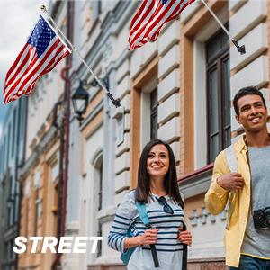 Stainless Flag Pole Holder Multi-Position Flag Pole Bracket Multi-Angle Adjustment Wall mounting Bracket for 1 inch Flag Pole (Black)