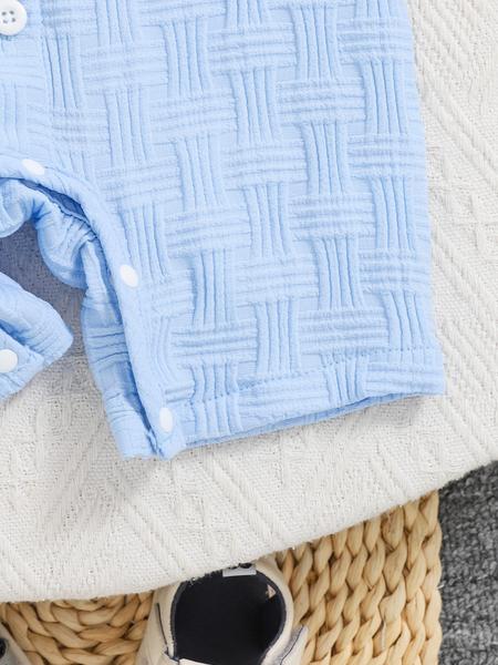 Baby's Waffle Knit Short Sleeve Button Closure Onesie, Casual Comfy for Infant, Infant Toddler Clothes, Newborn Baby Clothes for Summer