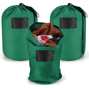 3 Pcs 21 x 12 Inch Christmas Inflatable Decorations Storage Bag with Blackboard Drawstring Waterproof Storage Containers for Holiday Xmas Ornaments Accessories Gift Organizer (Green)