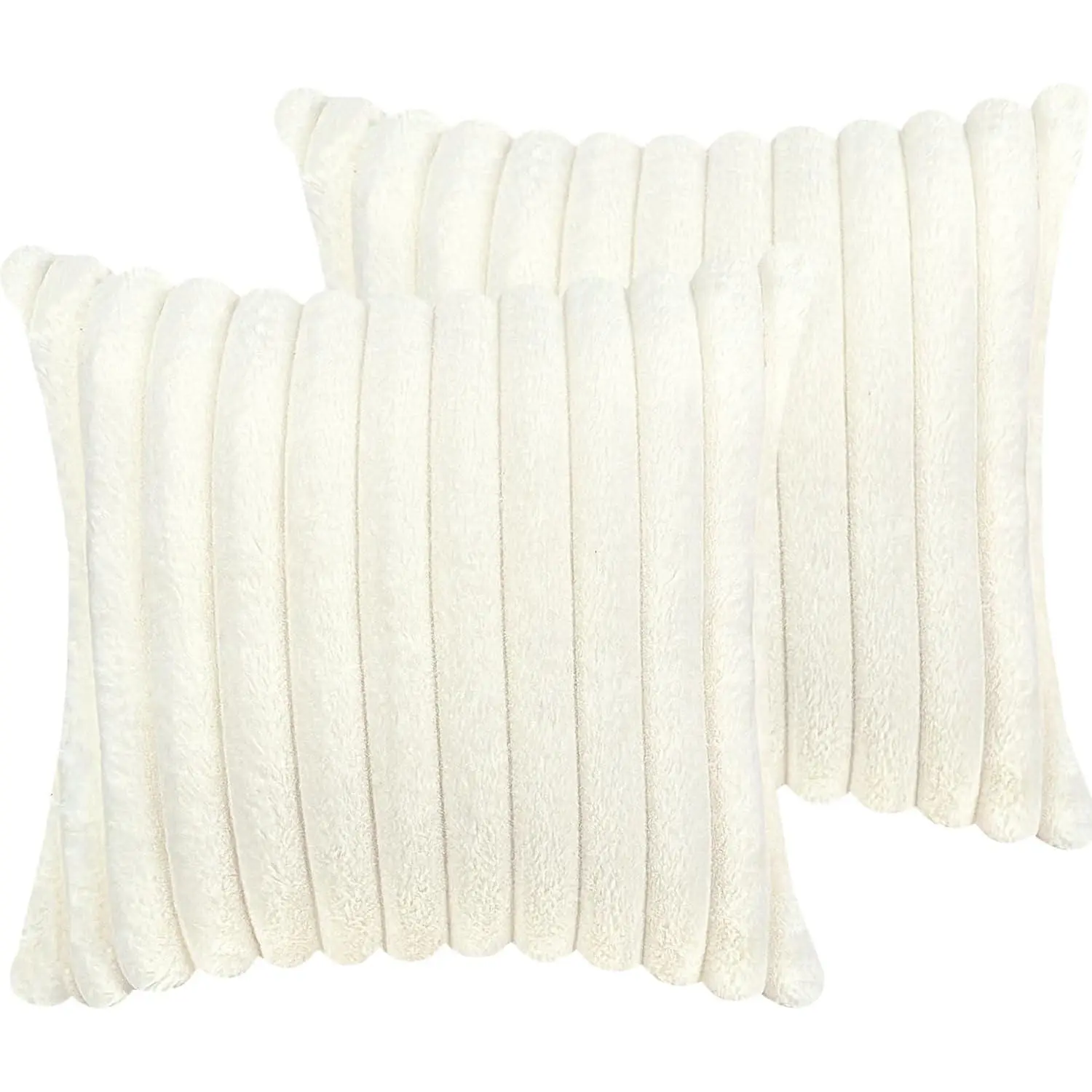 18x18 Throw Pillow Covers Set of 2, Decorative Faux  Covers for Bed, Couch Soft  Pillow Cover with   for Living Room, Neutral  Décor Accent for Sofa - Cream White