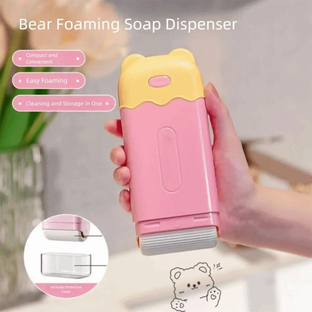 Waterproof Bear-Shaped Rolling Soap Holder Plastic with Foaming Roller Portable Roller Soap Dispenser Sealing Sealed Soap Rack