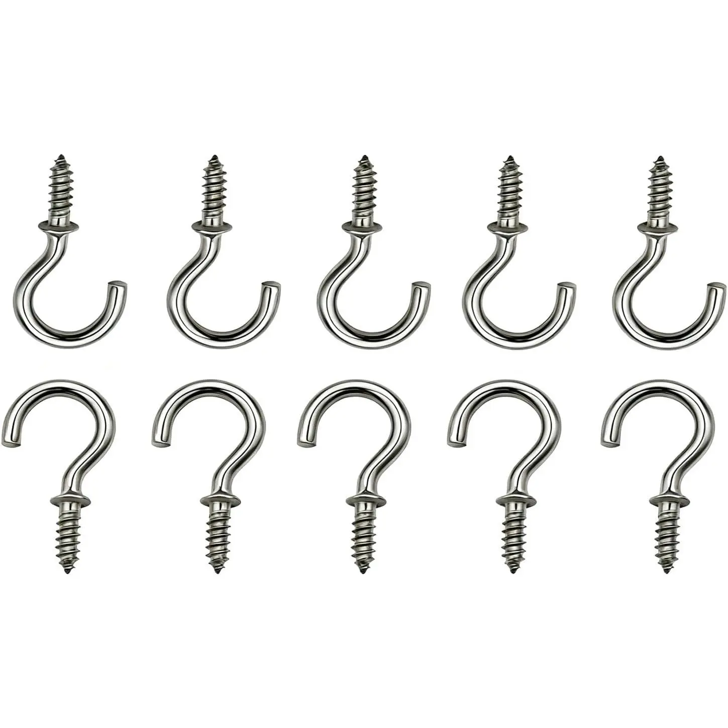 50 count (304) Stainless Steel Screw Ceiling Hooks 5/8 Inch Small Cup Hook Screw-in Light Hooks Outdoor and Indoor