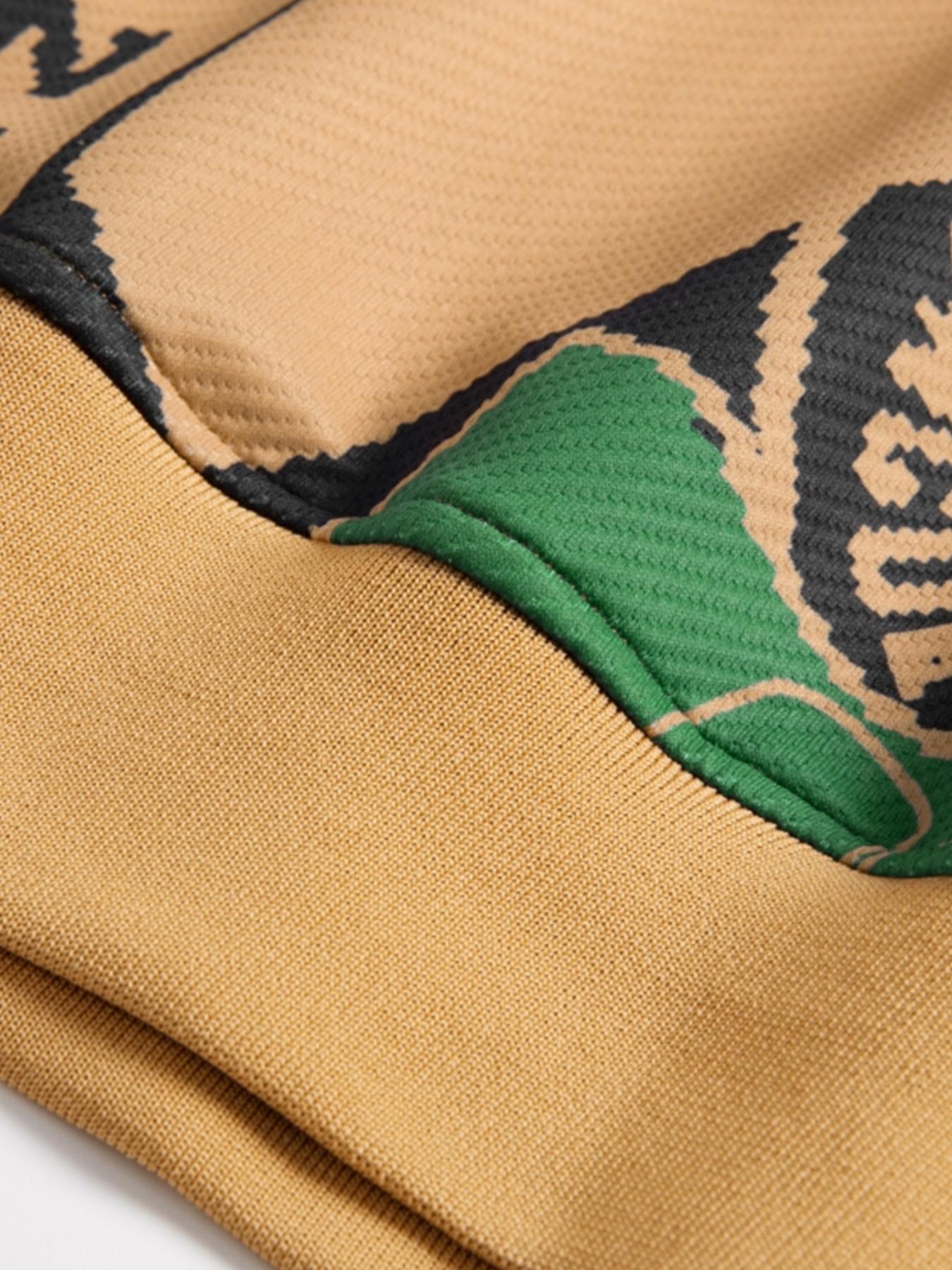 Men's Patchwork Letter Print Drop Shoulder Sweatshirt, Loose Casual Long Sleeve Round Neck Pullover for Fall & Winter, Men's Clothes for Daily Wear