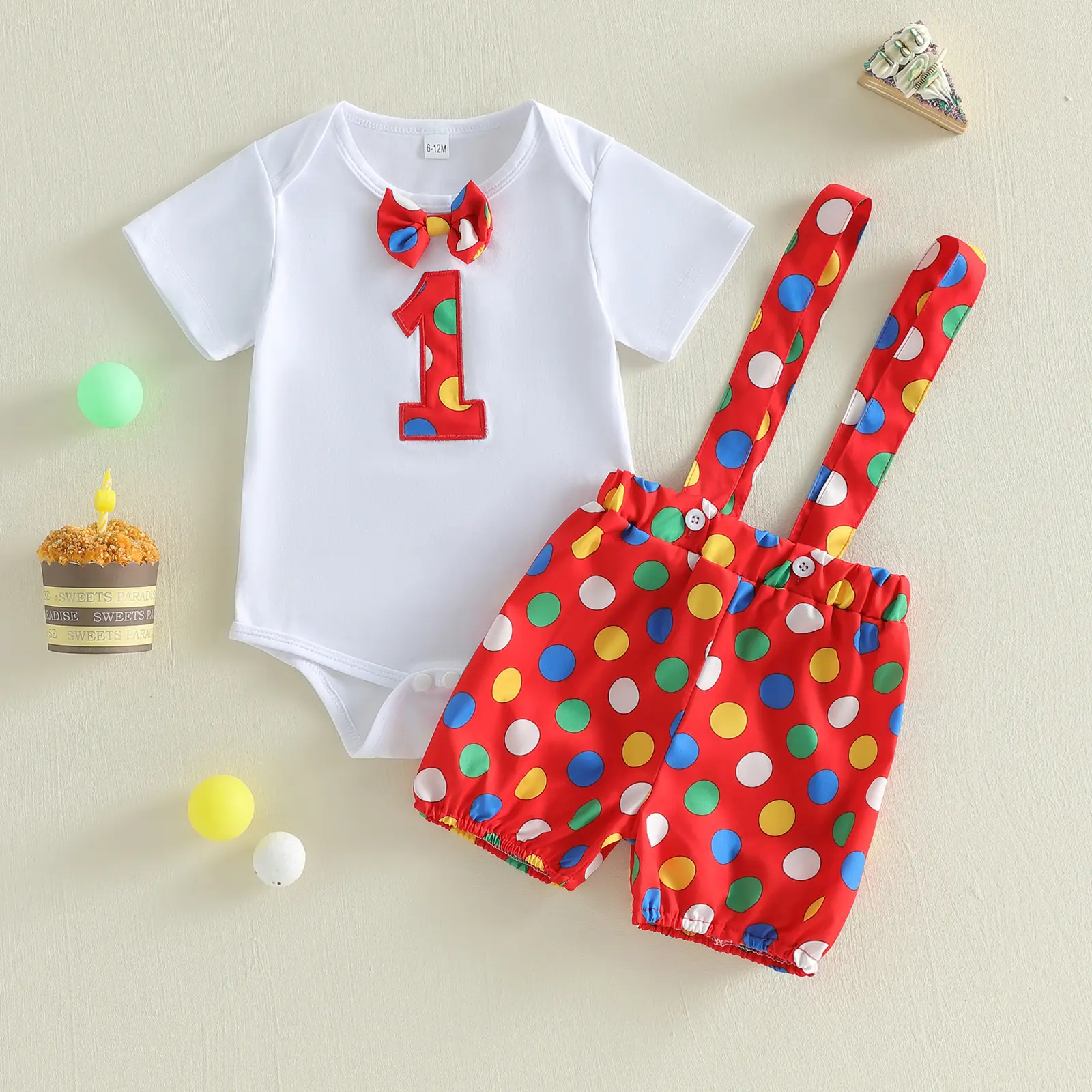 Meihuida 1st Birthday Outfit Boy Circus Theme Short Sleeve Romper and Suspender Shorts First Birthday Outfit Boy Cake Smash Outfits