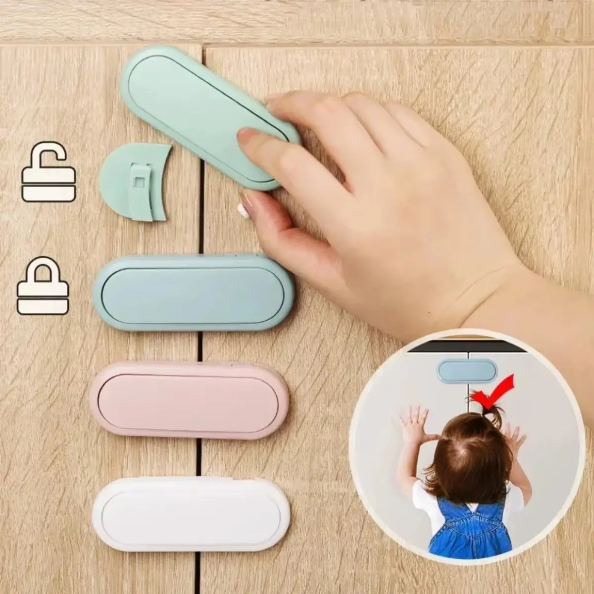 5-Pack Invisible Metallic Cabinet Locks - Anti-Pinch Latches for Doors, Drawers, Wardrobes (Bag Accessories for Luggage & Bags Organization), 1-3Cm Deviation