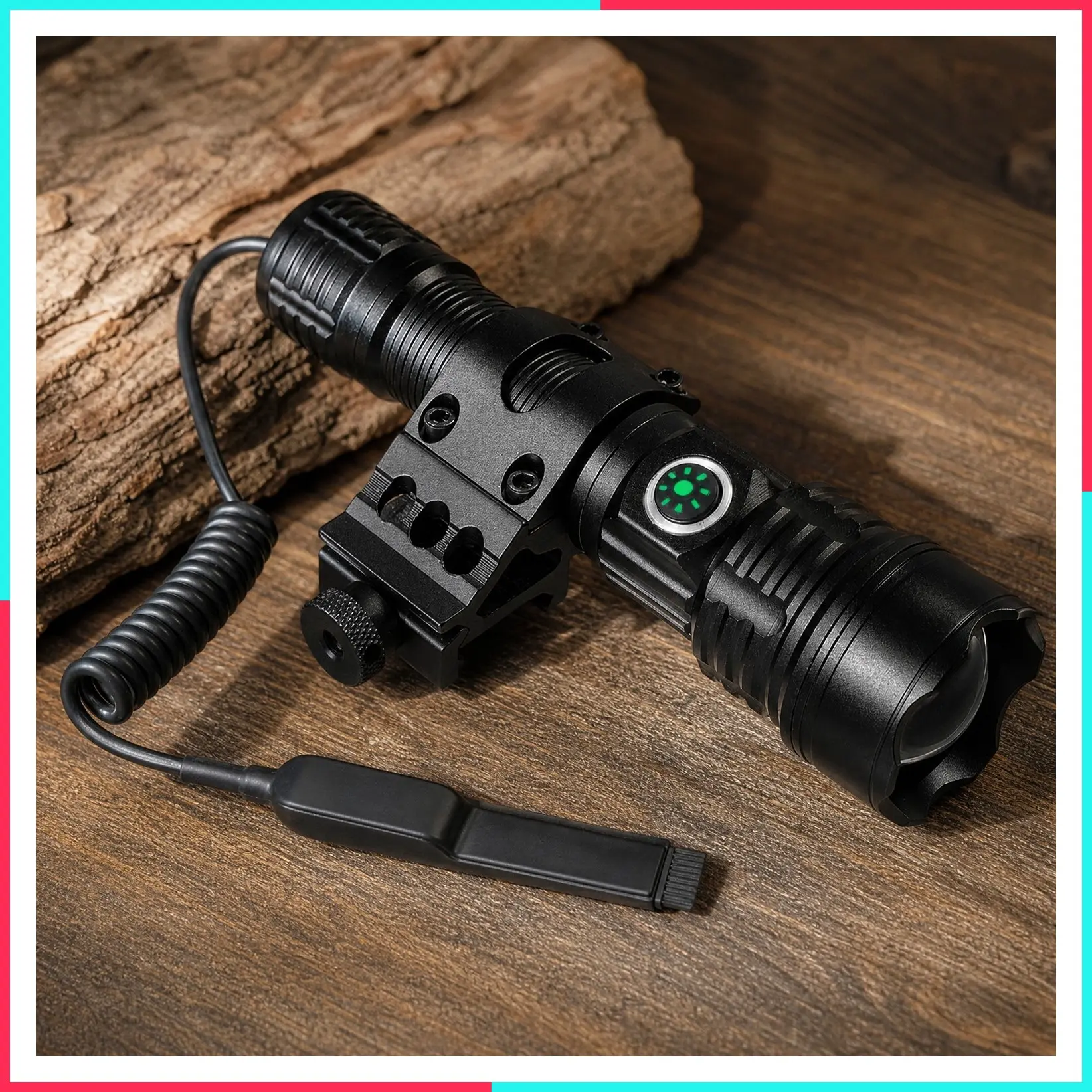 Tactical Flashlight 6000 Lumens Type-C USB Rechargeable Zoomable LED Waterproof with Pressure Switch Picatinny Rail Light