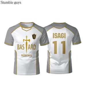 Anime Anime Bastard München Jersey White Maillot Men's Football T-shirt Kaiser Isagi Cosplay Top Breathable Sports Teen Tees