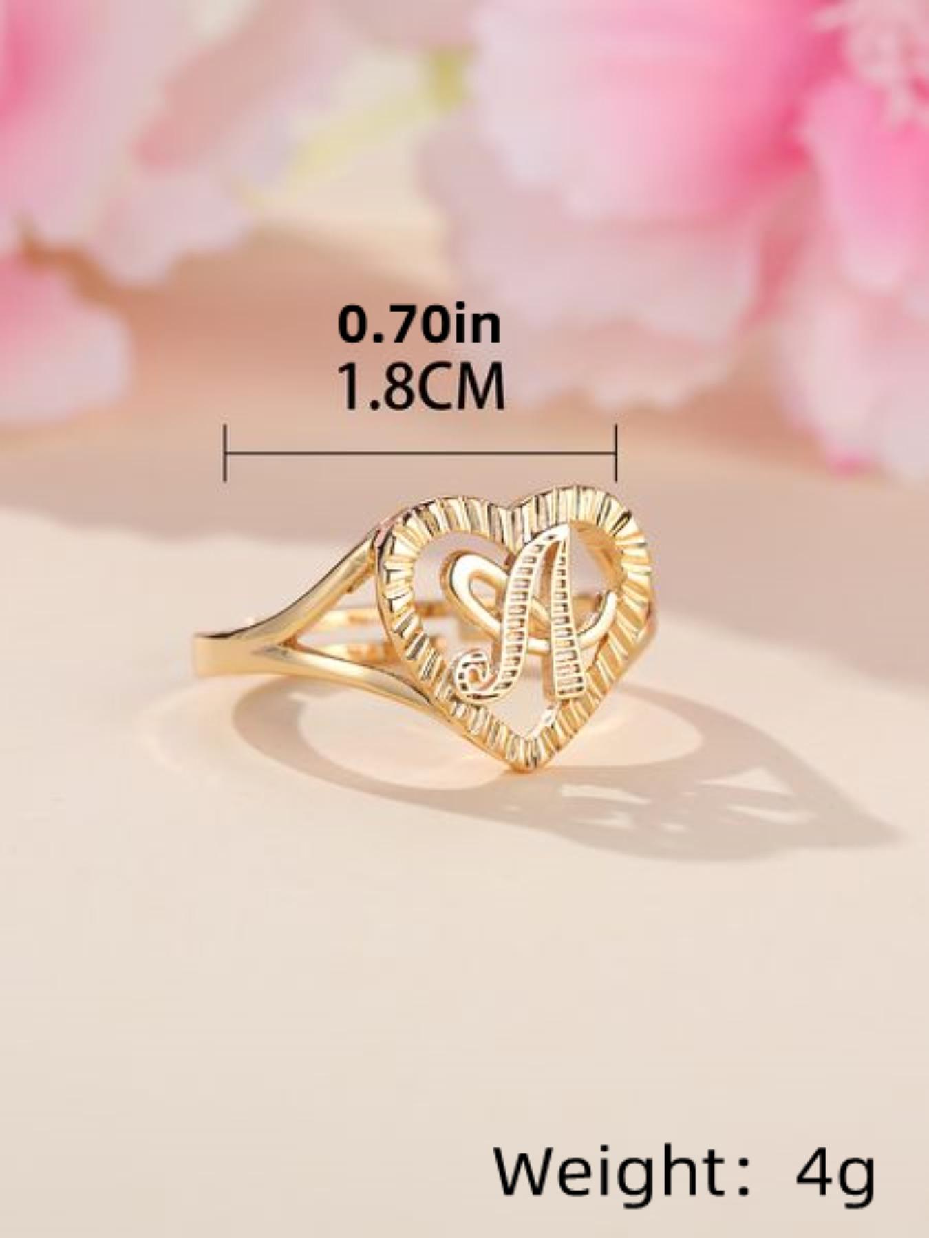 Fashion Heart Shaped Hollow Out Letter Design Cuff Ring, Texture Metal Decor Ring, Fashion Accessories For Women & Girls