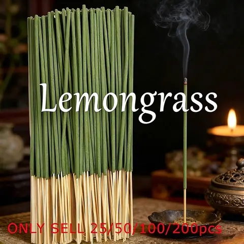 Long-Lasting Lemongrass Oil Mosquito Repellent, 25/50/100/200 Sticks, Fresh Summer Scent, Home, Camping, Garden, Pool, Air Purification