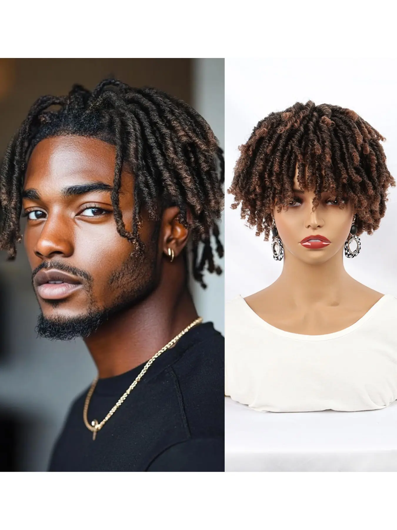 Dreadlock Hair Topper for Men,Synthetic Braided Dreadlocks with Bangs, Lightweight Breathable Hairpiece for Halloween Costumes, Cosplay, Festivals & Themed Events, Synthetic Soft Dreads