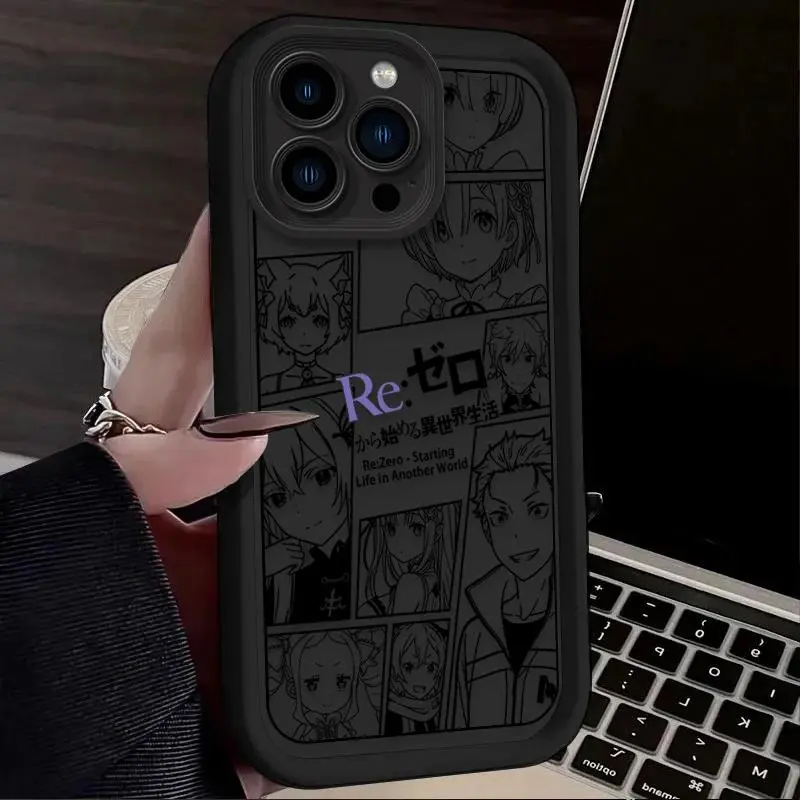 RE ZERO Rem Emilia Puzzle Silicone Phone Case For iPhone 17 Air 16 16E 15 14 13 12 11 Pro Max X XS X S Max XR SE 2020 SE4 7 8