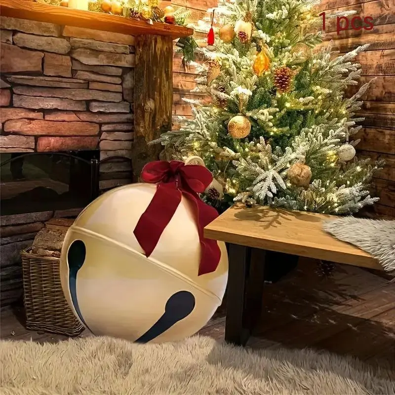 24-Inch Giant Inflatable Christmas Ball Decoration, Bow, Indoor/outdoor, Easy Install, Durable, Festive Holiday Decor