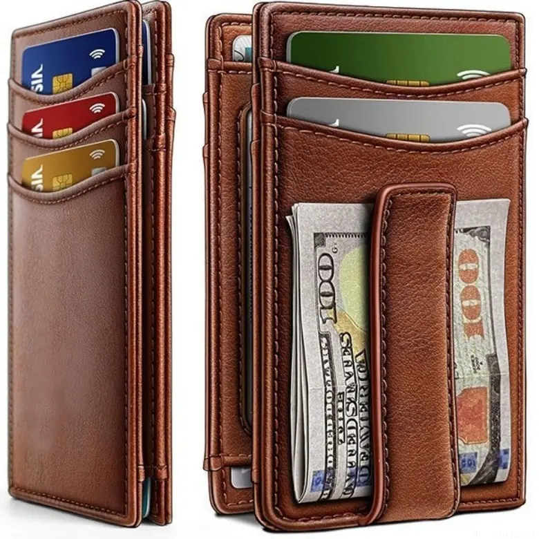 Men's Minimalist Bifold Card Wallet, Large‑Capacity Credit Card Holder with Magnetic Money Clip, Portable Cash Storage Accessory for Daily Work Travel and Gift Selection