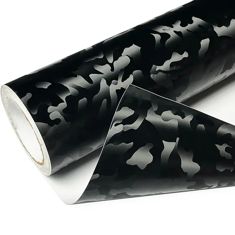 Premium Ghost Black Stealth Camouflage Car Vinyl Wrap Film With Air Release Self Adhesive DIY Motorcycle Bicycle Decoration Sticker Decal Car Decals