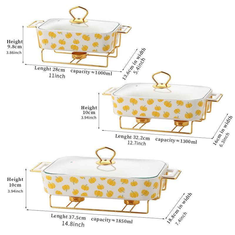 Rectangular Ceramic Casserole with Lid, High-Temperature Glazing for Halloween and Christmas, Available in Three Sizes, Creative Pot Holder for Home Dining & Parties