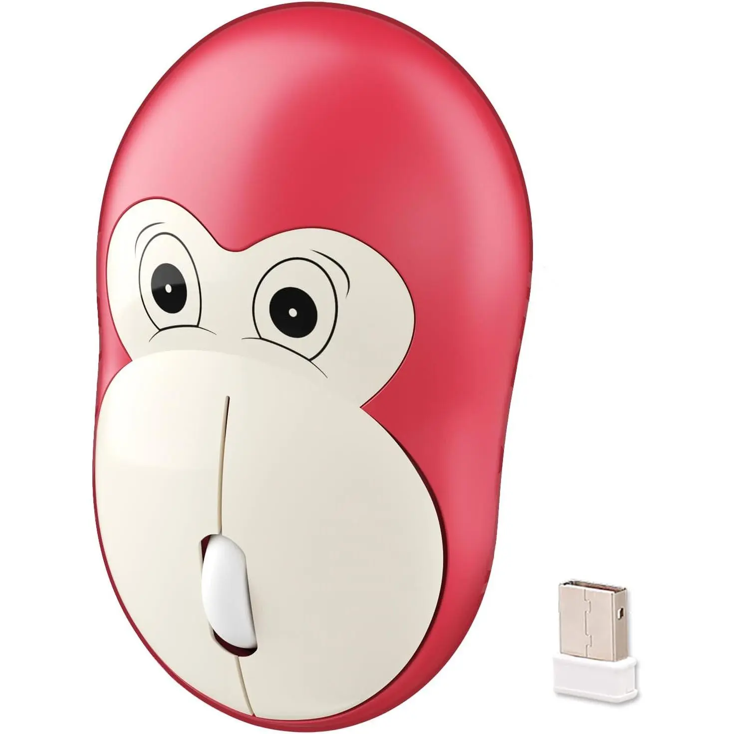 Cute Monkey  , Silent Mice, 2.4G  Mice, Candy Colors, Kawaii  for Girls and  (Red Monkey)