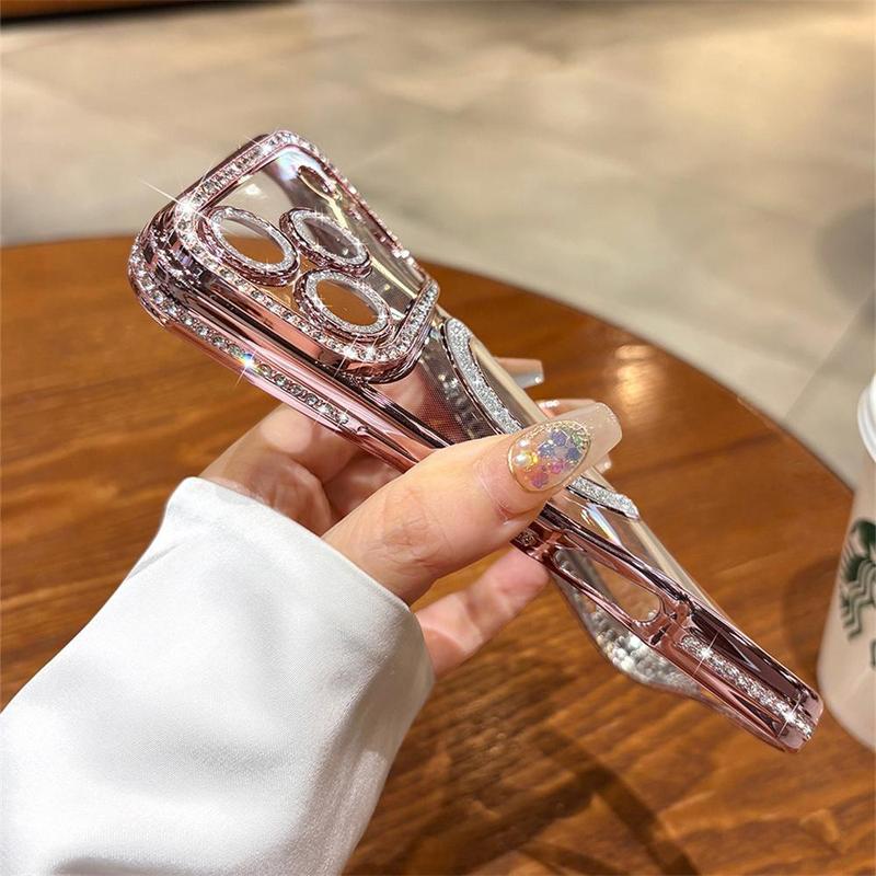 OREKROY【Free.ship】Clear Glitter Diamond Magnetic Case for iPhone 17 Pro Max 17Air 17Pro 17 16 15 14 13– MagSafe Compatible, with Camera Lens Protector, Cute Luxury Plating Sparkly Rhinestone Slim TPU Bumper Phone Case for Women & Girls