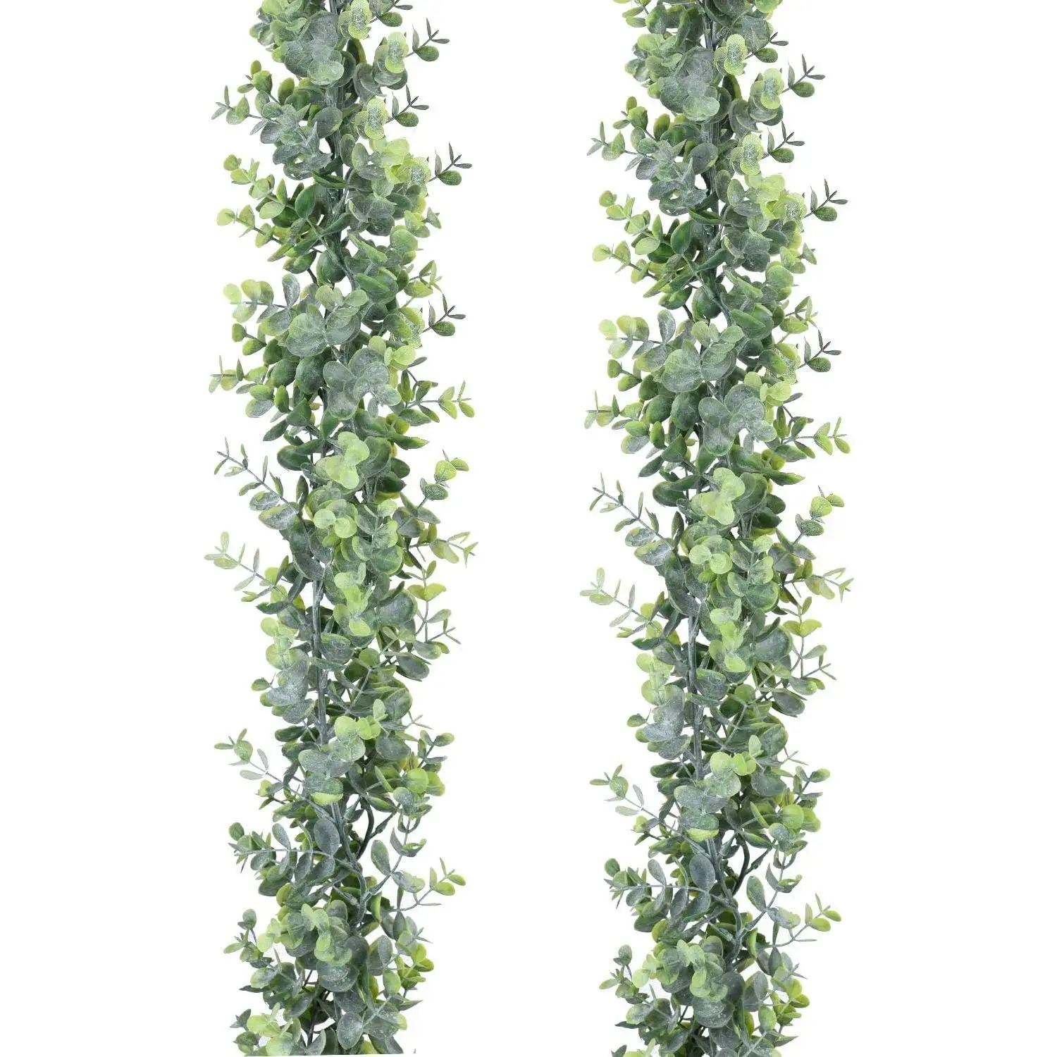 Faux Eucalyptus Garland Plant, 2 Pack Artificial Vines Hanging Eucalyptus Leaves Greenery Garland for Wedding Backdrop Arch Wall Decor, 6 Feet/pcs UV Protected Indoor Outdoor