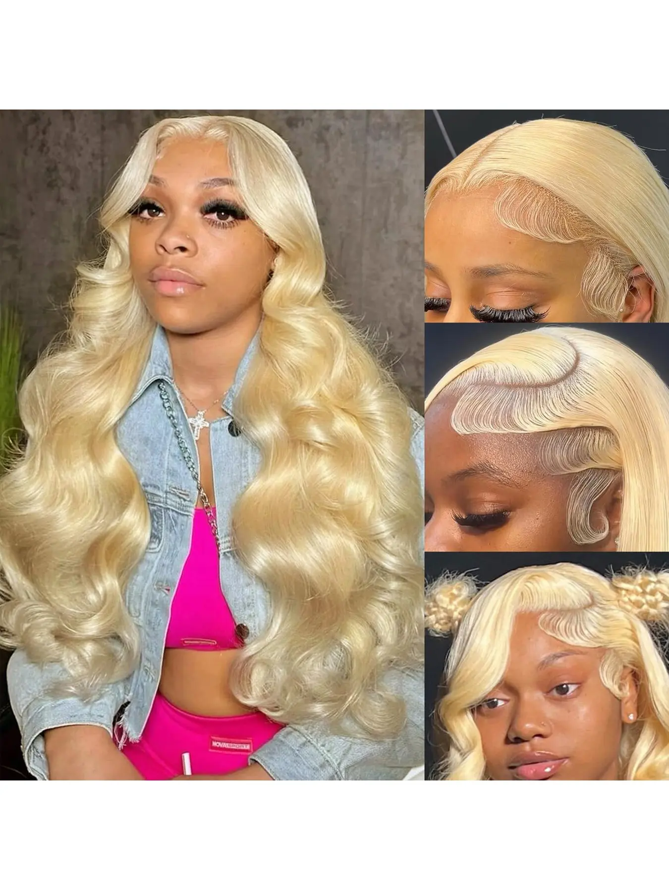 #613 Blonde Body Wave 13x4 Lace Front Wig, Heat Resistant Synthetic Hair Wig Natural Hairline, 200% Density Blonde Wig for Women Daily Party Wear