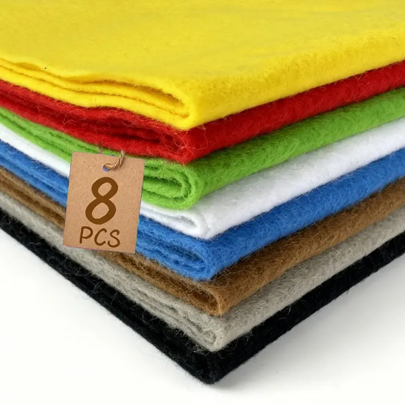 8 Pieces Solid Felt Fabric, Soft Non-Woven Sewing Material, 90x20 Cm, Ideal for DIY Dolls, Quilting, Wall Decor, Craft Projects
