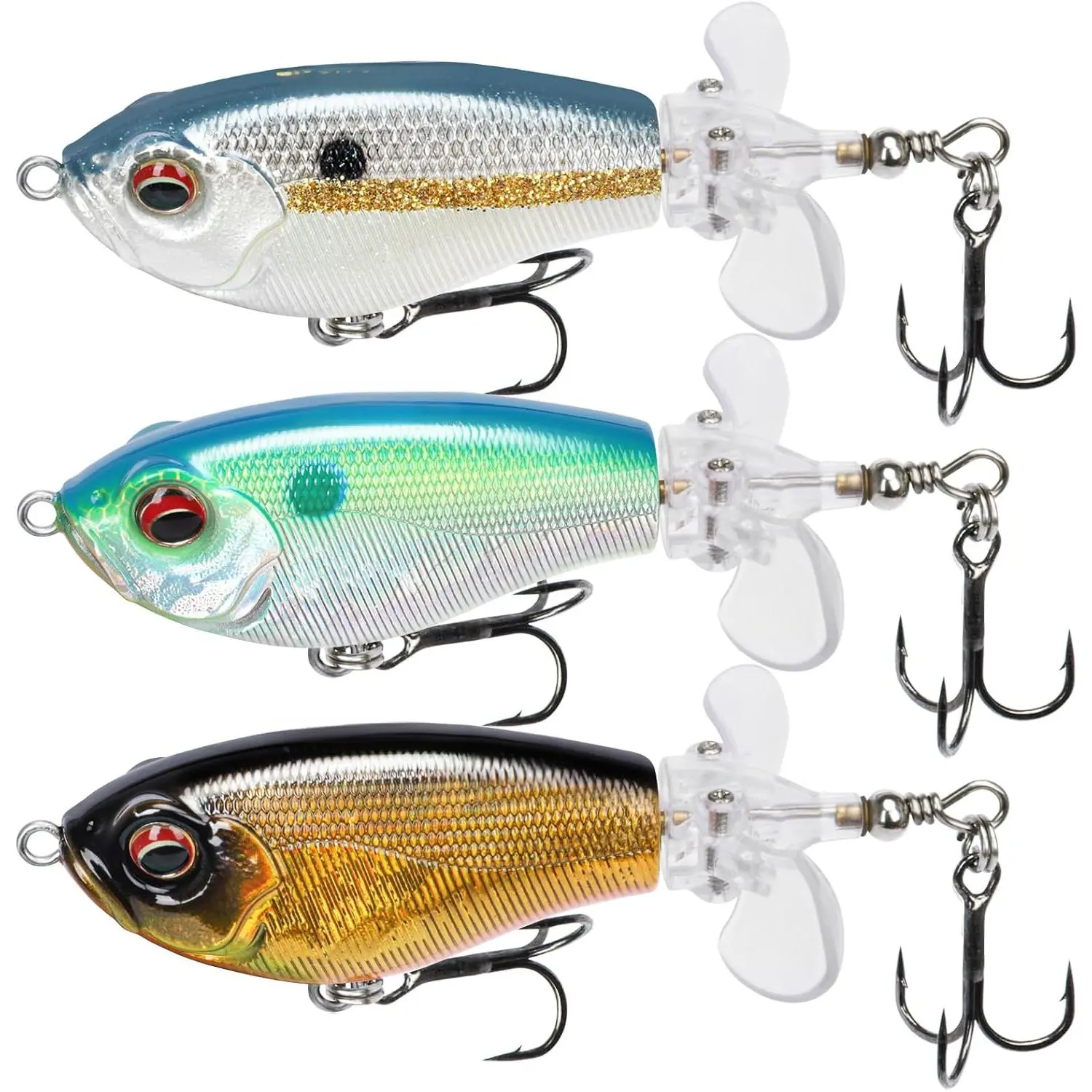 Top Water Fishing Lures with BKK Hooks, Easy Catch Plopper Lure  Freshwater or Saltwater, Floating Lures  Bass Catfish Pike, Surface Wobble PoPobait Bass Baits Fishing Gifts  Men