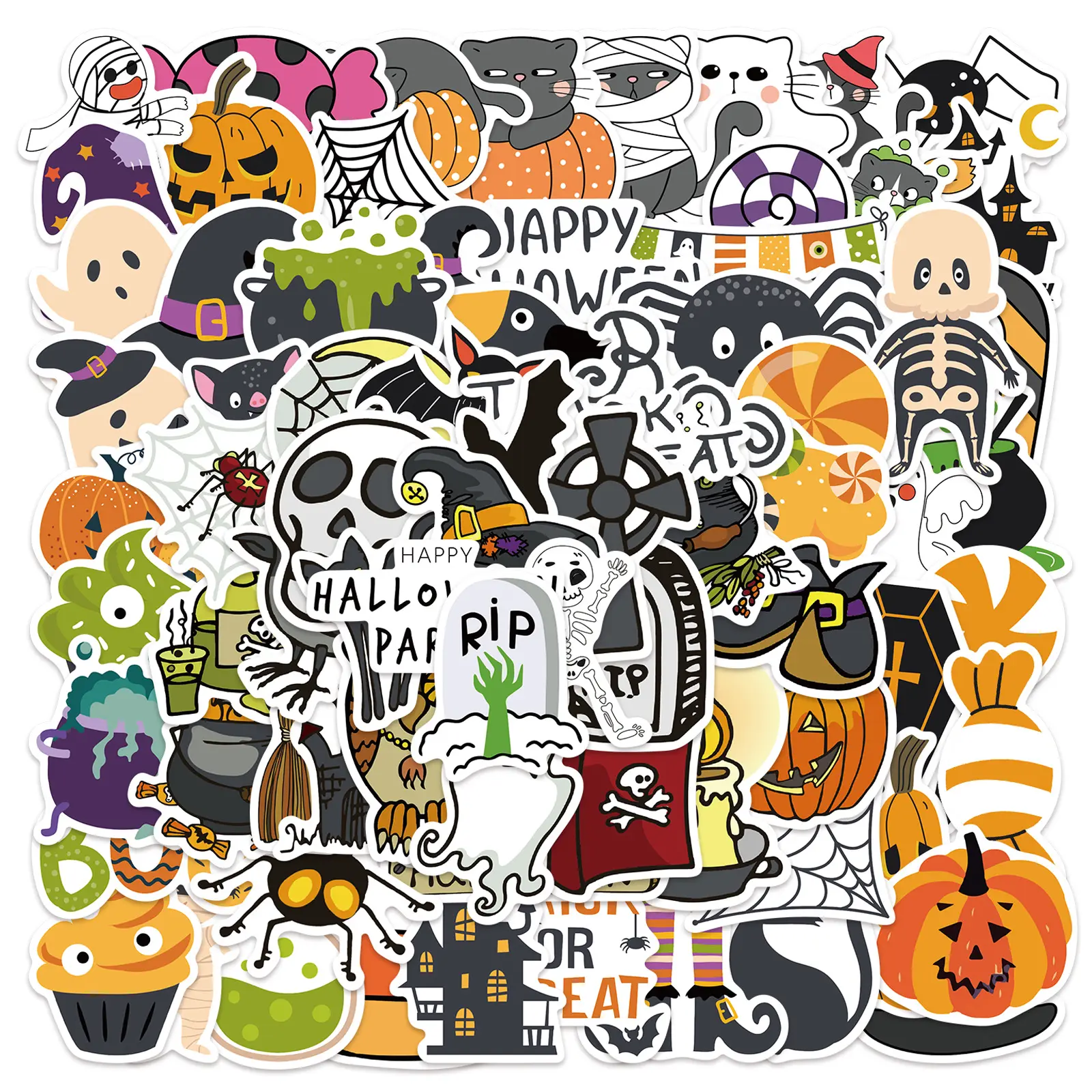 100pcs Halloween Sticker Set Decals, Suitable for Scrapbooks, Diaries, Laptops, Water Bottles, Cars, and Other Faith-based Designs; Gifts with Positive Messages.