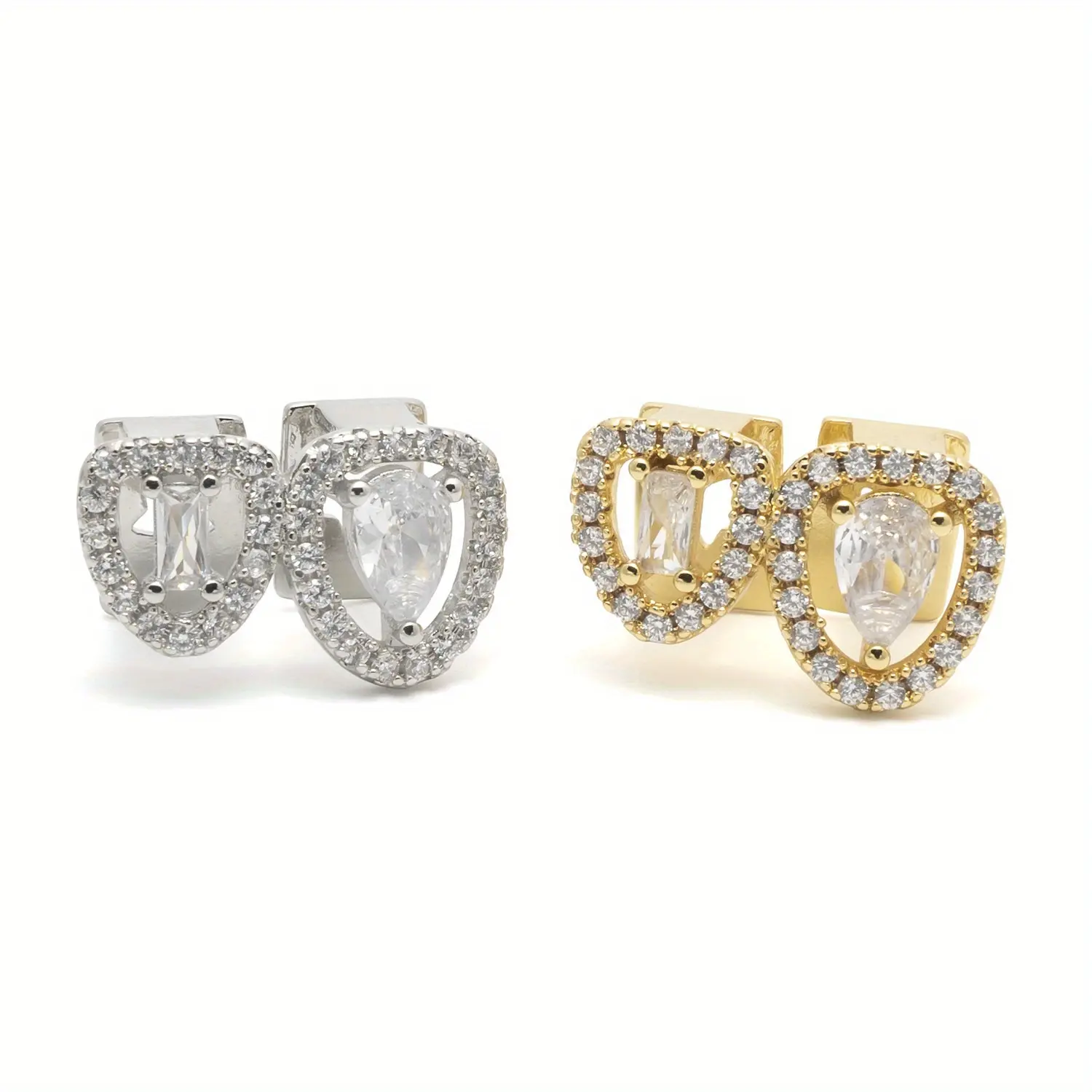 Double sided heart-shaped braces inlaid with peach heart hip-hop braces bingbing rap performance dental accessories