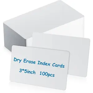 100 Pcs 3 x 5 Inch Laminated Reusable Dry Erase Index Cards, Dry Erase Note Cards Sheets for Office Home Housework To Do List (White)