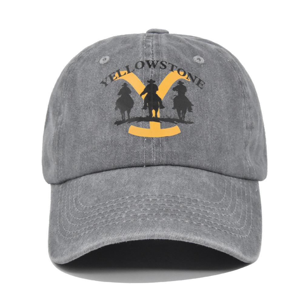 Cross-border European and American Y-print baseball cap, YELLOWSTONE embroidered duckbill cap, washed and distressed curved brim Yellowstone cap