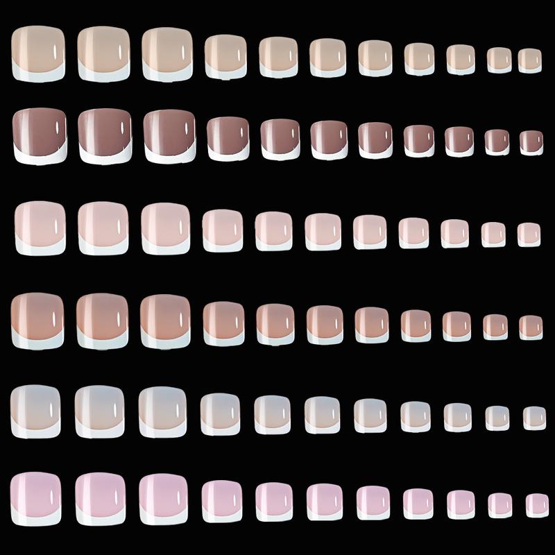 216/120Pcs Press on Toenails 9Colors Short Square False Nail Tips Glossy Nude/Pink/Brown Fake Toenail for Summer DIY Foot