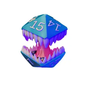 3D Printed Mimic D20 Dice Chest |     DnD Fantasy Monster Dice Holder |     Tabletop RPG Gaming Decor, Gift for Dungeons & Dragons Fans