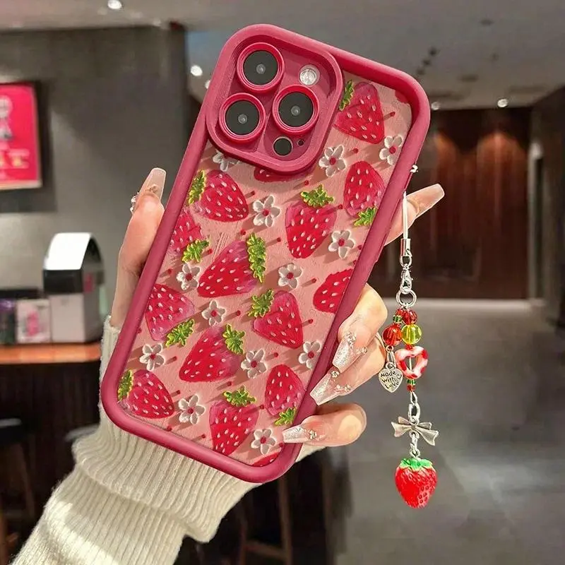 luxury Flower Strawberry Phone Case for Samsung S25 S24 S23 S22 S21 S20 F06 M16 Note 20 FE Plus Ultra 4G 5G Soft Silicone Cover