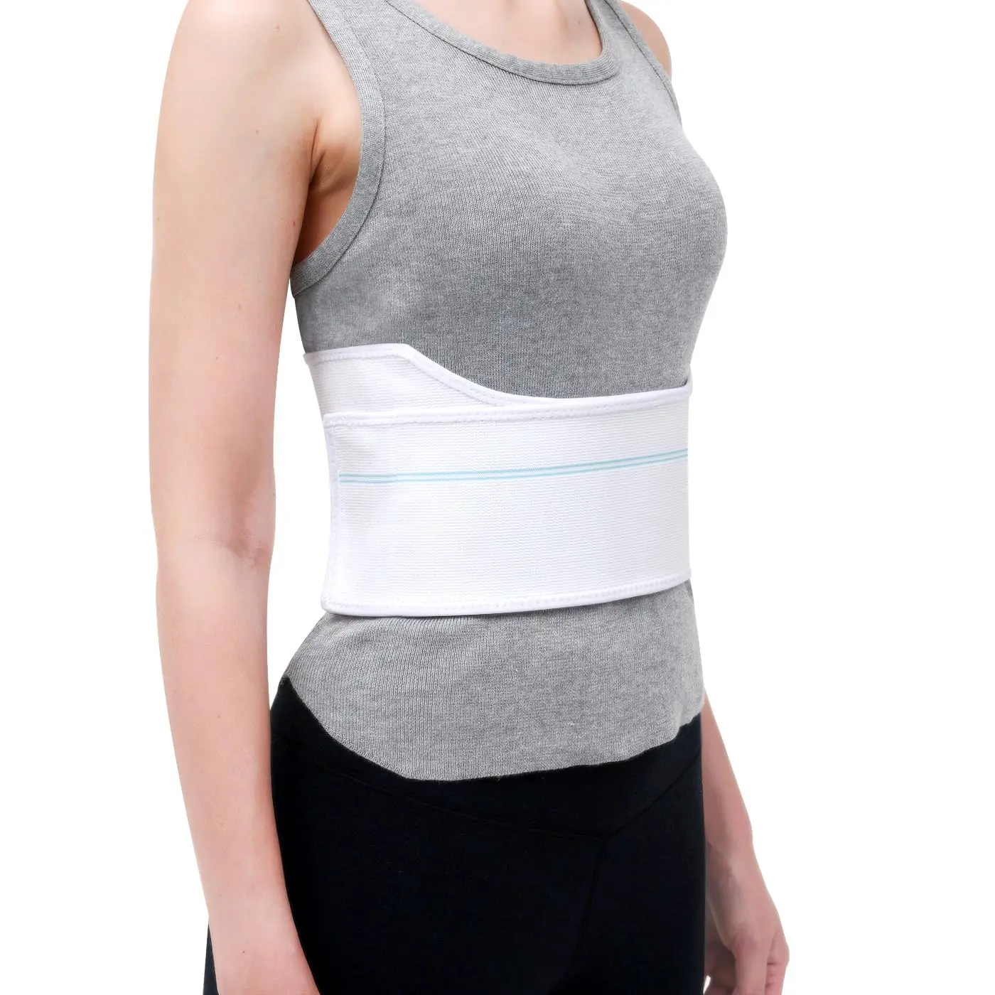Broken Rib Brace for Women - Compression Chest Binder for Cracked Ribs Support & Chest Pain Relief - Rib Belt for Bruised Rib Cage (White, Fits 30”-45”)
