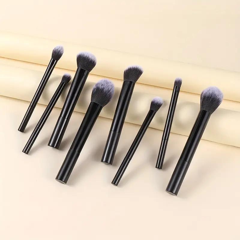 8-Piece Portable Makeup Brush Set, Includes Foundation, Blush, Concealer, Eyeshadow & Highlight Brushes, Ideal for Light Skin Tone