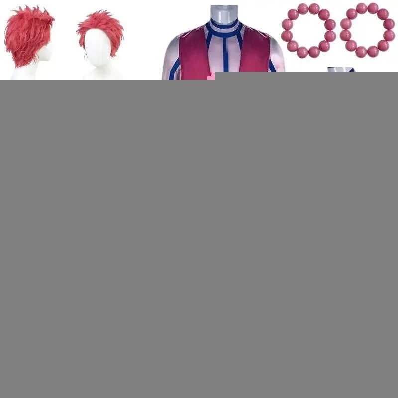 LQAnime Demon Slayer: Kimetsu No Yaiba Akaza Menswear Cosplay Clothes Set - Tops, Pants, Vest, Wig for Men - Halloween Party, Role-Playing DIY Specialty Supplies