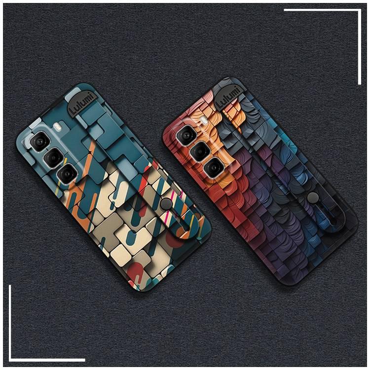 Dirt-resistant Back Cover Phone Case For infinix Hot50 Pro/X6881 Shockproof commerce Plain color masculine Anti-dust geometry Fashion Design simple Phone Holder Waterproof Durable