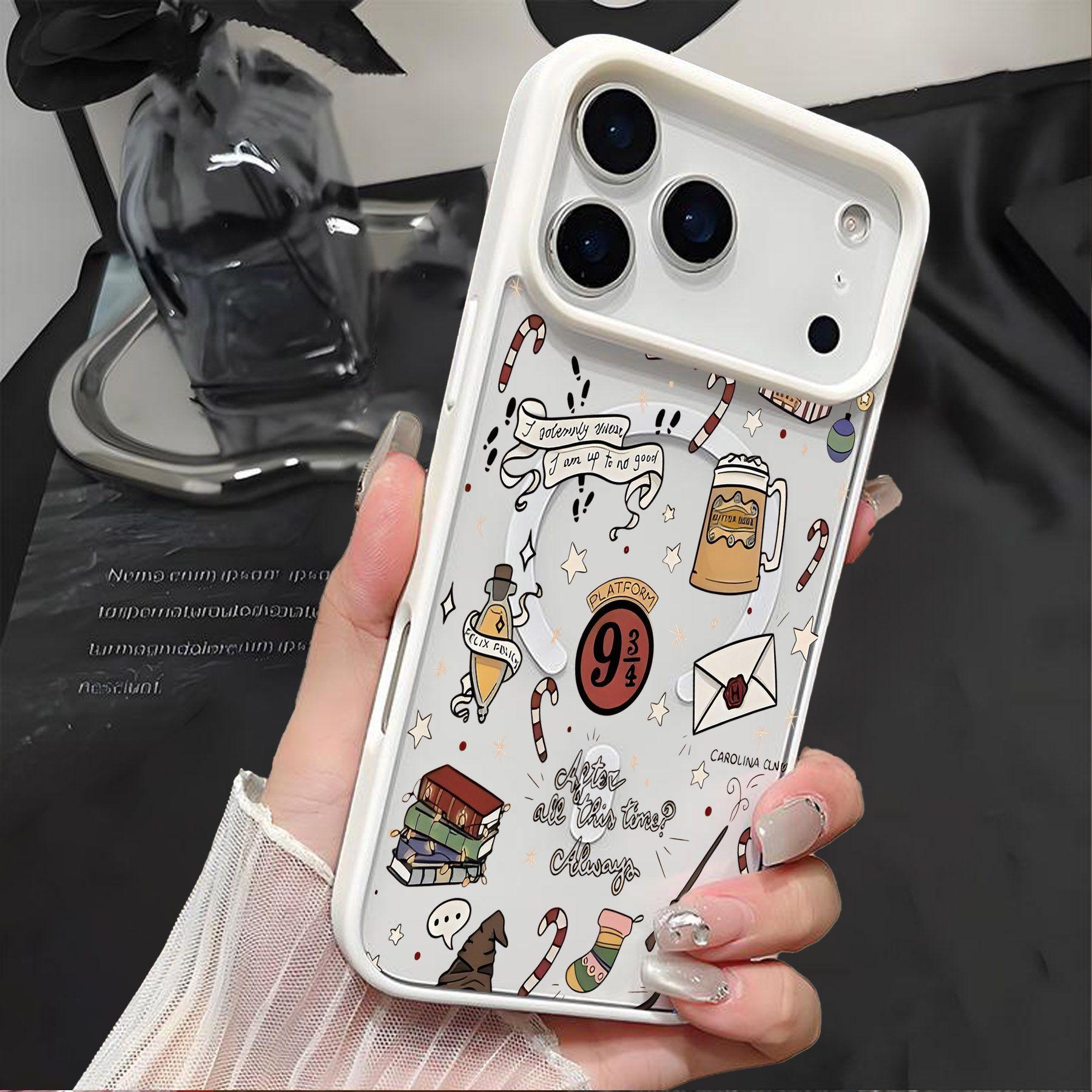 Harry Potter Pattern Magnetic Phone Case Supports Wireless Charging For  Iphone 17 15 16 14 Pro Max 13 12 11 Air Xr Xs Plus E Shockproof Non Slip  Protection Silicone Transparent Acrylic Cover Cellphone Protective - TikTok  Shop